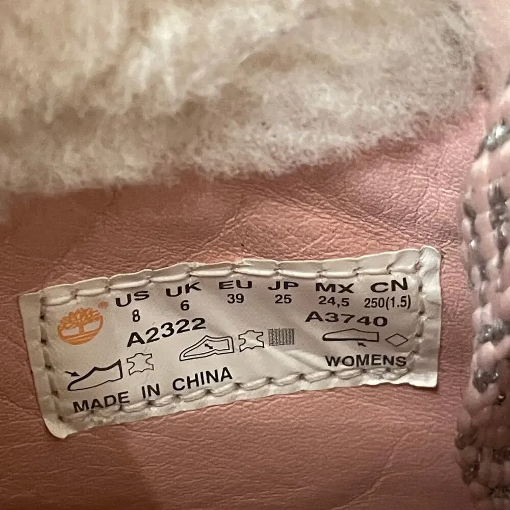 Timberland A2322 Cameo Rose Shearling Boots | Real Sheepskin, Pink Leather, 8 - Picture 8 of 10